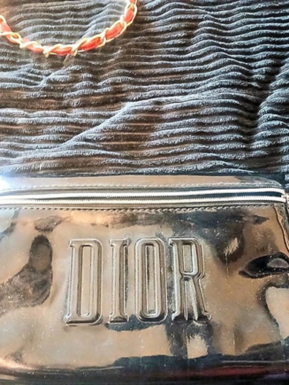 Dior Black Patent Star Charm Makeup Pouch